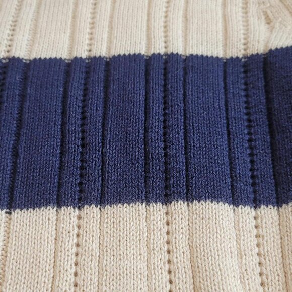 Arizona V Neck Large Navy and Cream Striped Sweater - Picture 4 of 7